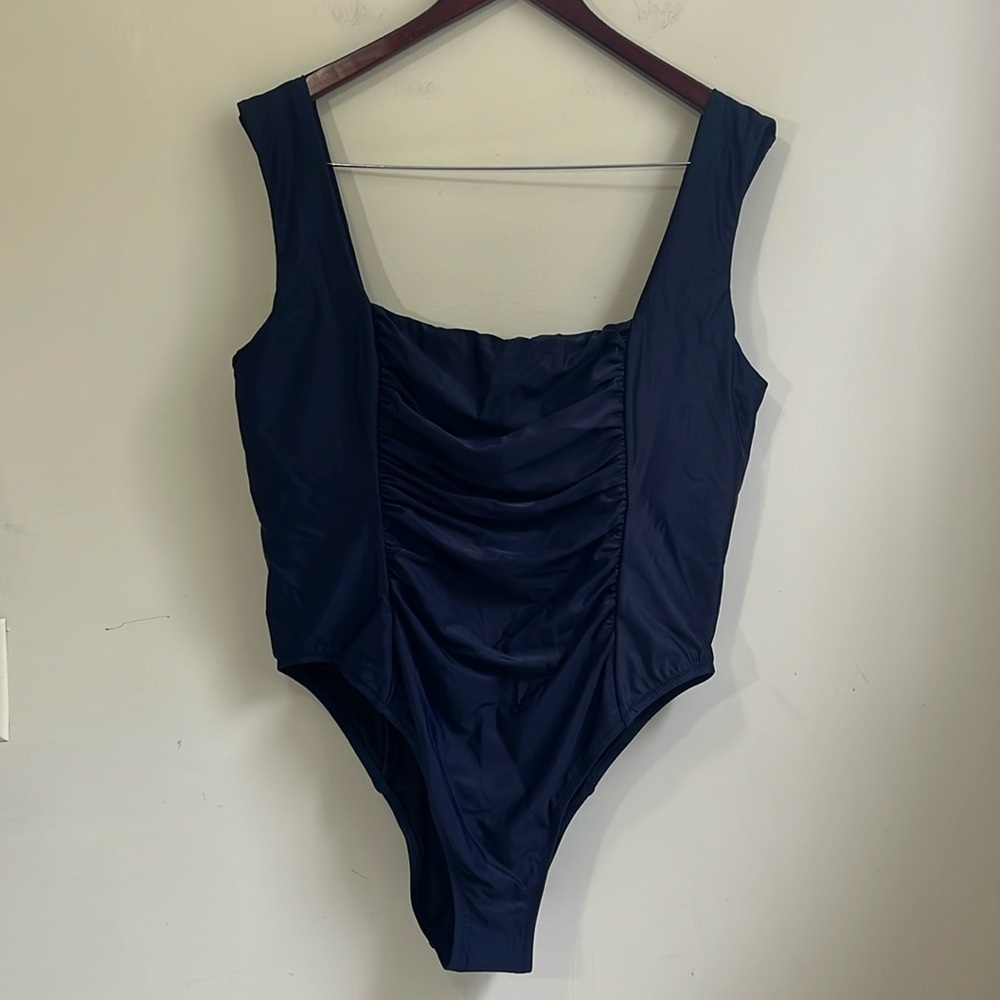 J.Crew Women’s Plus Size Square Neck Ruched One Piece Swimsuit Size 22